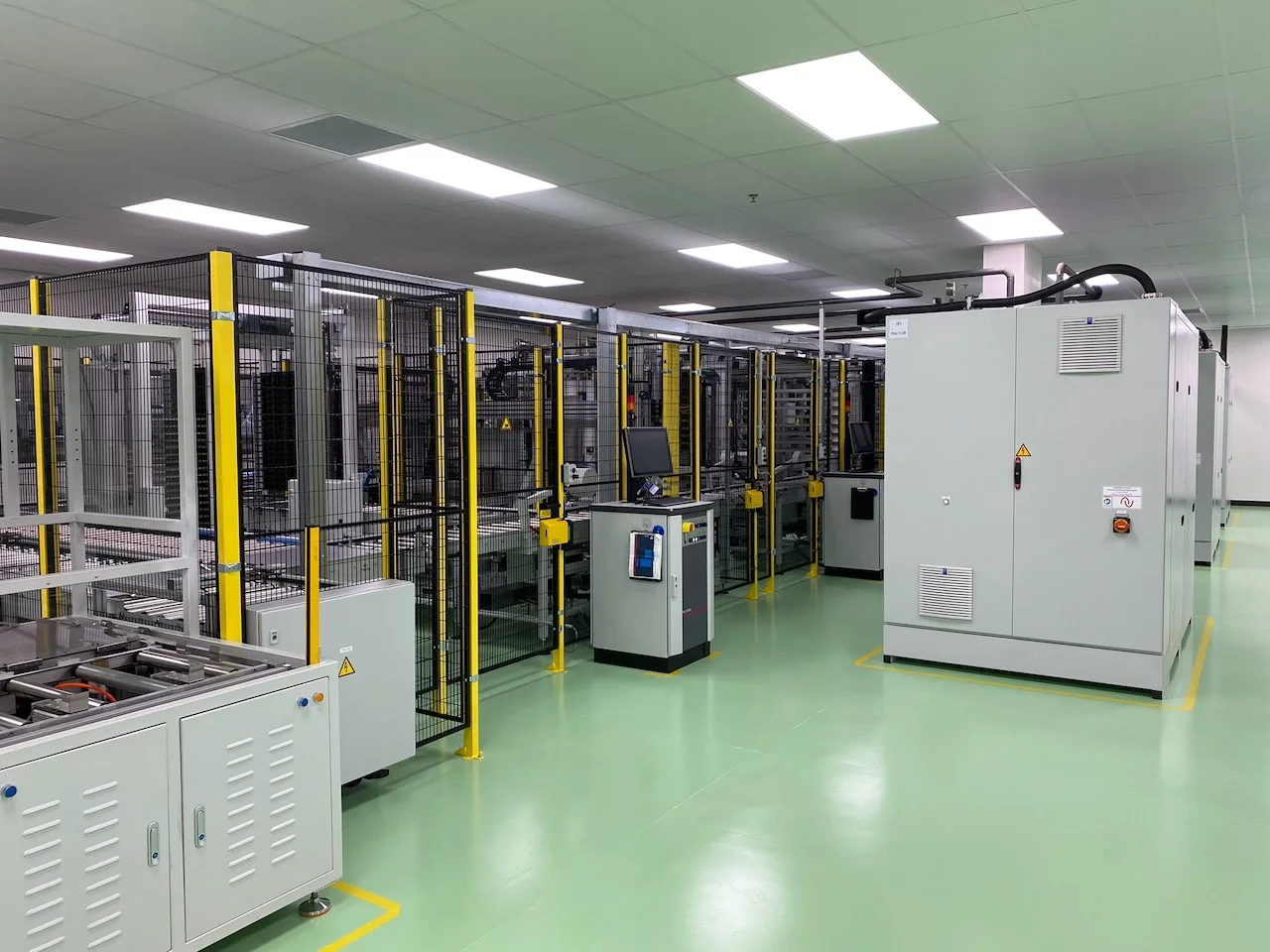 Industrial smart card lamination line with guarded material handling equipment