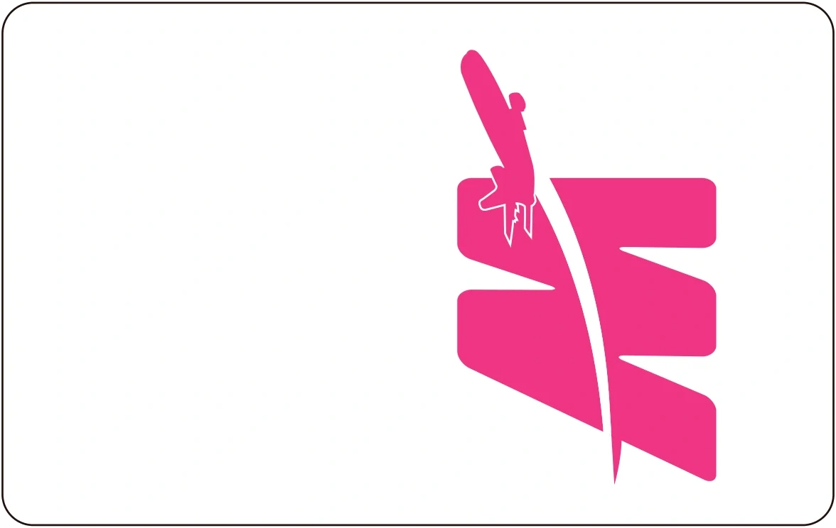 White card with a UV ink logo (pink color with UV)
