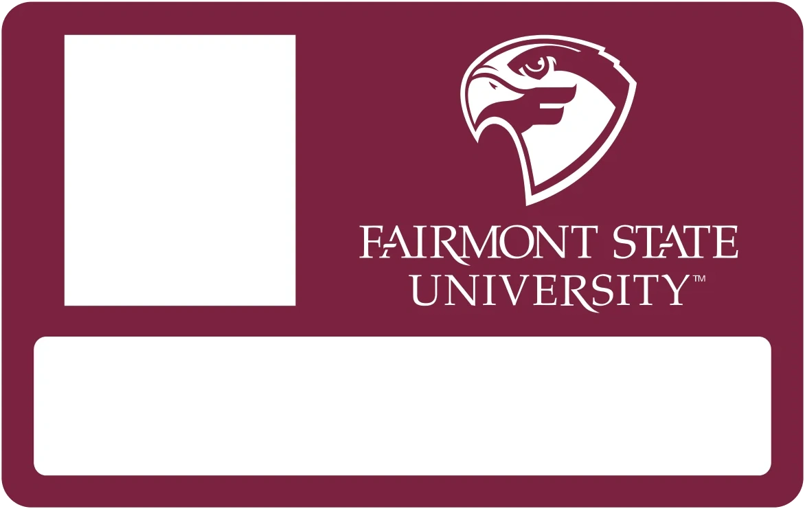 Fairmont State University campus ID card with a photo area and signature panel