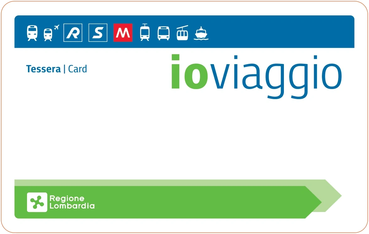 io viaggio multi-modal travel card from Regione Lombardia with rail, tram, bus, cable car and ferry icons